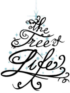 Illustration with words in evergreen tree shape: The tree of life.