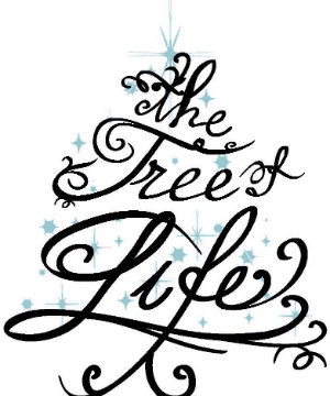 Illustration with words in evergreen tree shape: The tree of life.