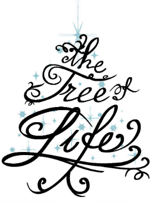 Illustration with words in evergreen tree shape: The tree of life.