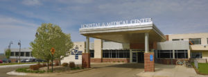 External photo of Glacial Ridge Hospital & Medical Center entrance.