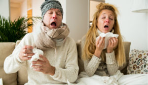Man and woman with colds.