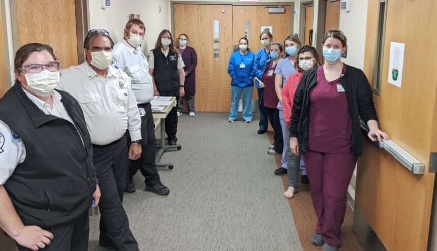 masked health care workers
