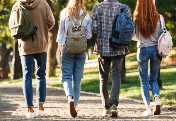 students walking