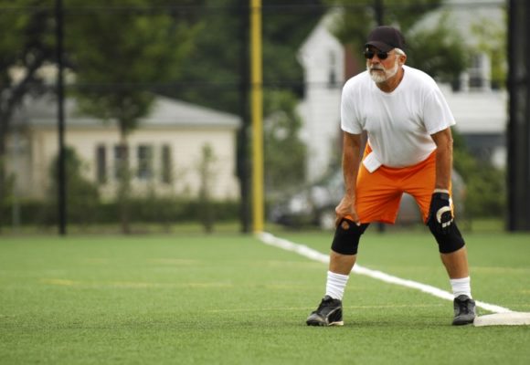 man playing softball