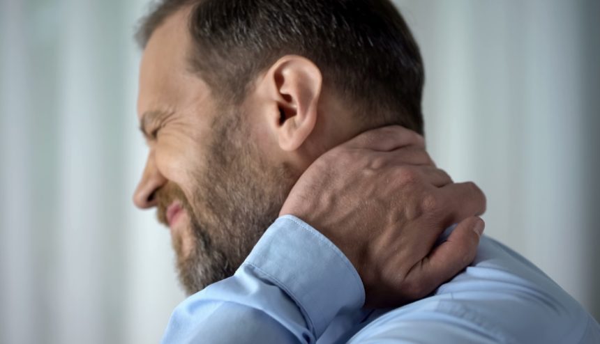 man and neck pain