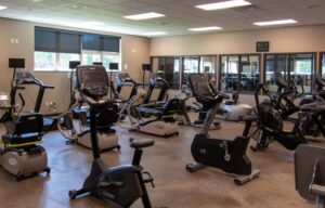 Exercise facility with treadmills and exercise bikes