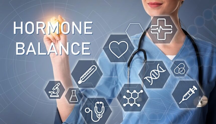 medical illustration with icons hormone imbalance