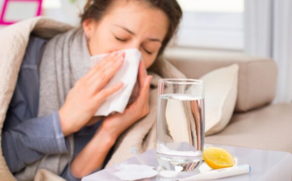 Sick Woman with Cold or Flu Symptoms