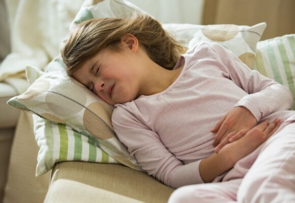 girl with stomach ache
