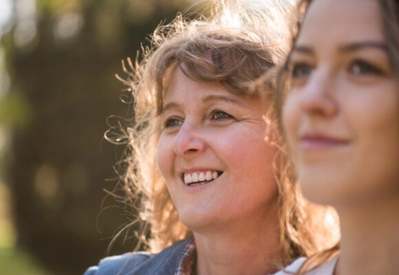 Close up shot of 2 women