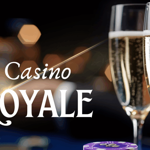 Casino Royale theme photo champagne glasses and poker chips
