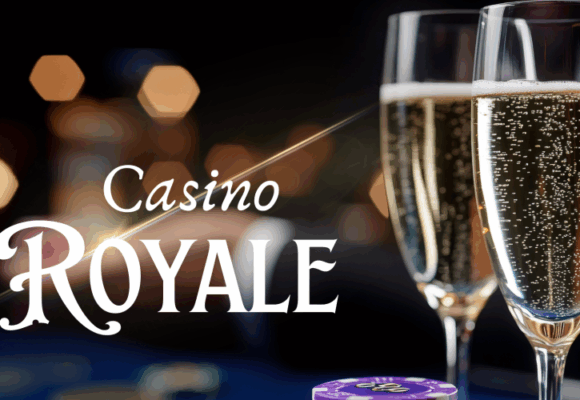 Casino Royale theme photo champagne glasses and poker chips