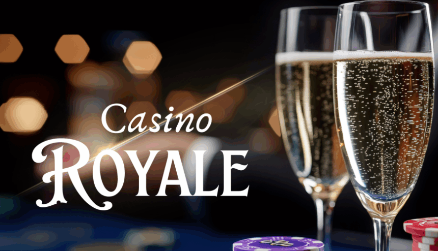 Casino Royale theme photo champagne glasses and poker chips