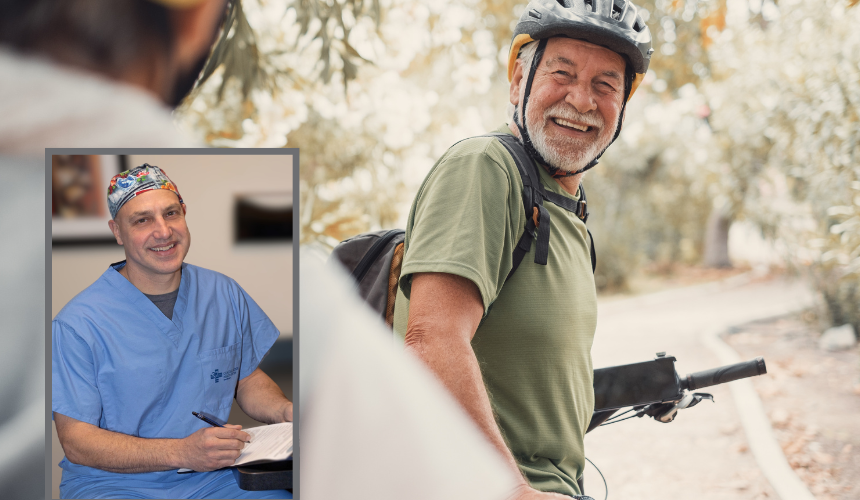 Active Man on Bike with Dr