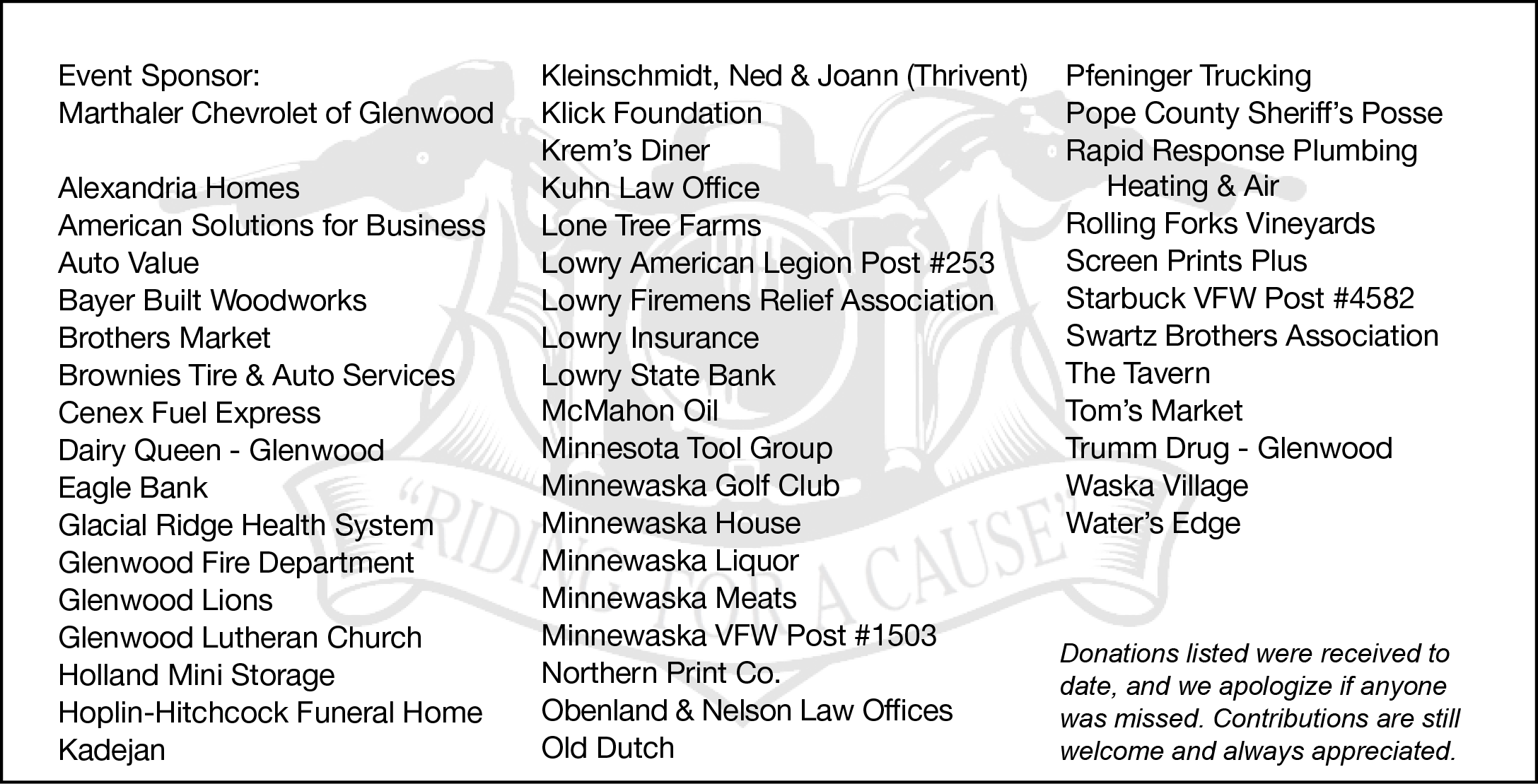 Hospice Ride TY web list 2026